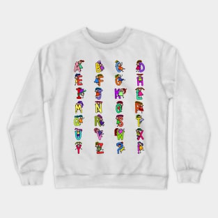 Whole Alphabet for girls alphabet Kids Colorful Cartoon Character Crewneck Sweatshirt